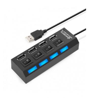 HUB USB 4 PORTS AVEC INTERRUPTEUR 
