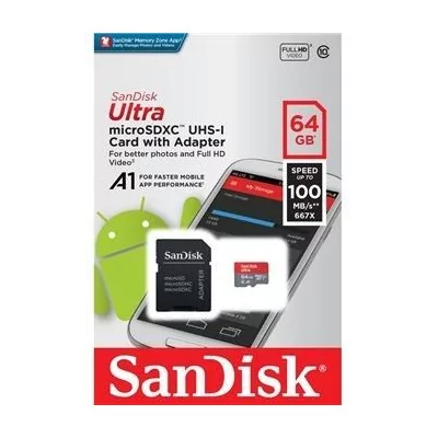 Globe Store - Carte Mémoire SanDisk Ultra MicroSDXC UHS-I 64 Go avec Adaptateur microSD, microSDHC et microSDXC - N°1 du High-Te