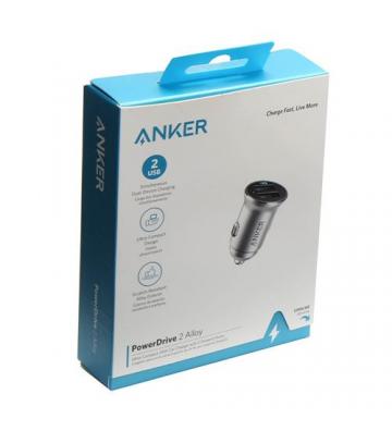 Globe Store GS - Chargeur Voiture ANKER PowerDrive 2 Alloy Double Ports USB 24W - Noir - N°1 du High-Tech en Tunisie !