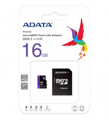 Carte Mémoire ADATA 16Go Avec Adaptateur Micro SD (Class 10) 