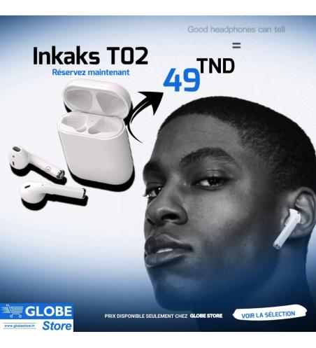 ÉCOUTEURS SANS FIL INKAX T02 BLUETOOTH - BLANC 