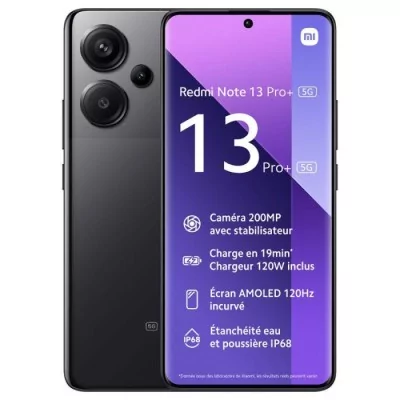 Globe Store - Smartphone XIAOMI Redmi Note 13 Pro+ 5G 12Go 512Go - Noir - N°1 du High-Tech en Tunisie !